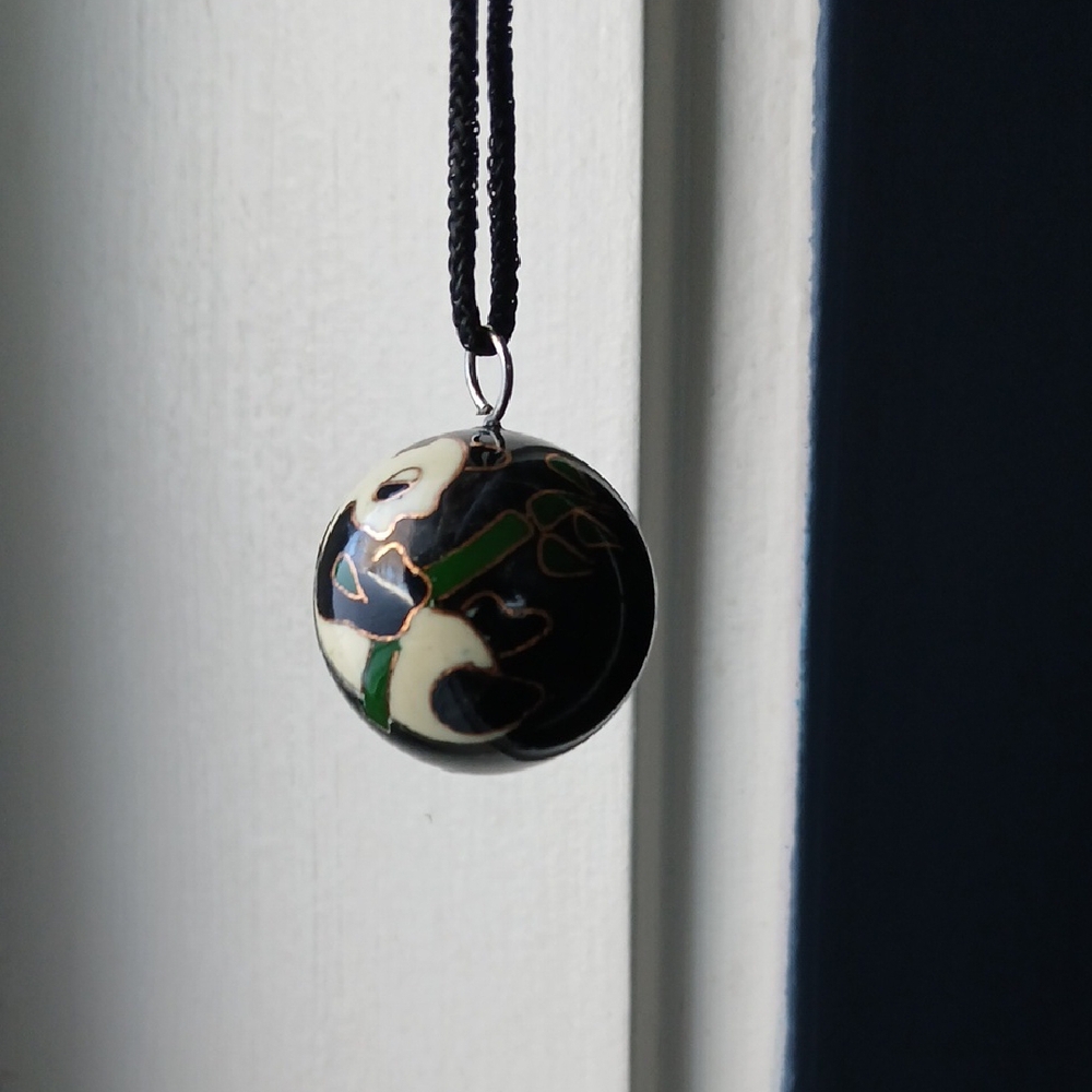 Panda Pendant Necklace / bell chime with case